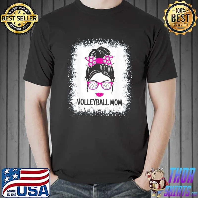 Volleyball Mom Messy Bun Volleyball Ladies T-Shirt