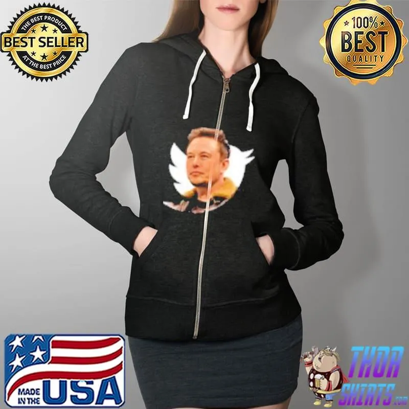 White tweet logo elon musk Full Zip Hooded