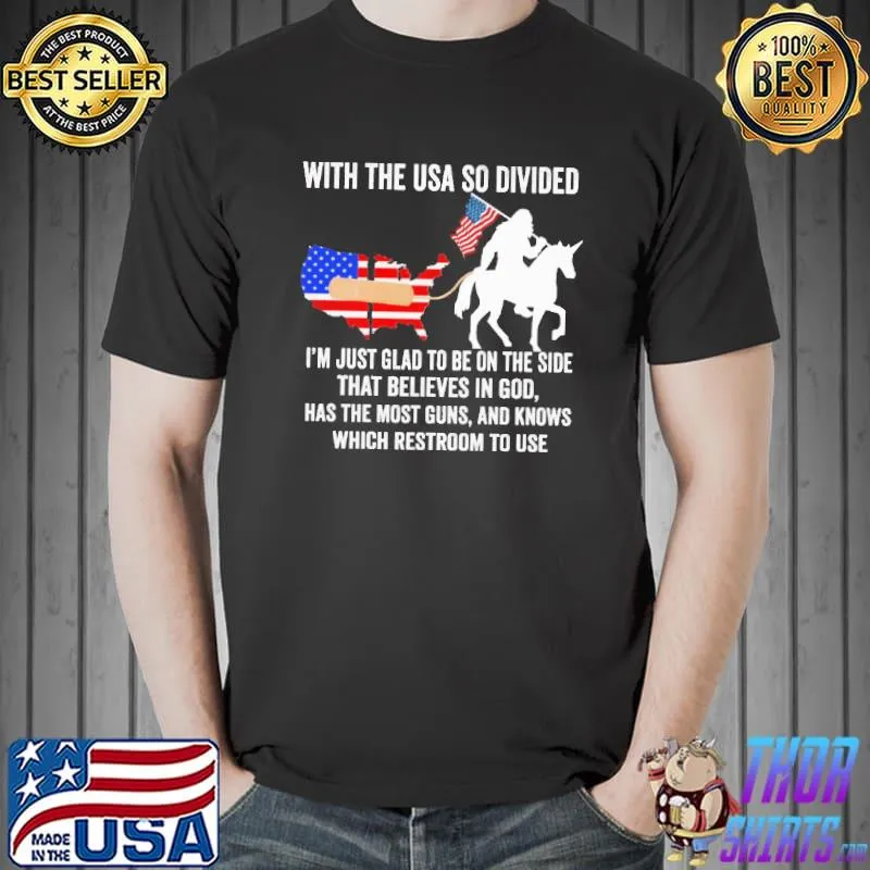 With The USA So Divided I'm just Glad To Be On The Side American Flag Shirt Unisex