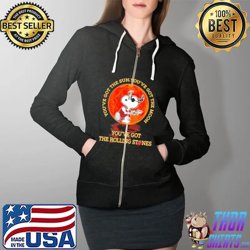 You've Got The Sun You've Got The Moon You've Got The Rolling Stones Snoopy Shirt Full Zip Hooded