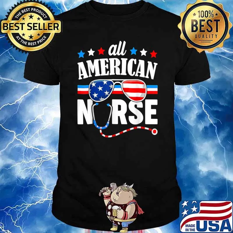 All American Nurse Scrub Memorial Day 4th of July RN Women T-Shirt