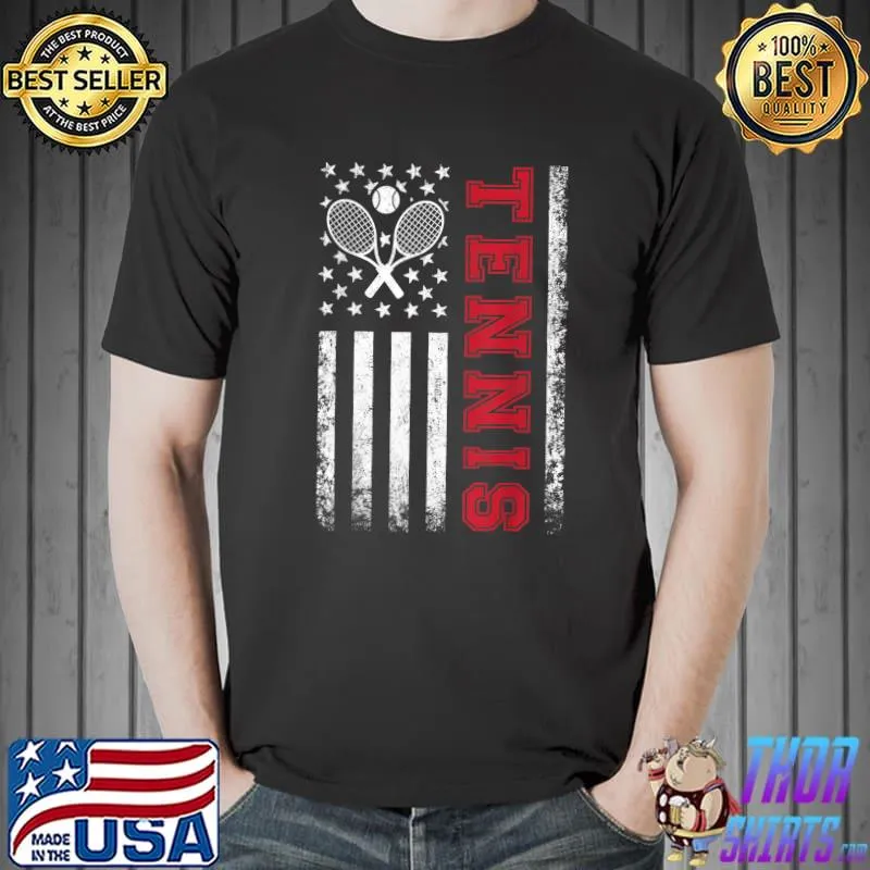 American Flag Tennis Shirt Best Gifts Tee for Players Fans T-Shirt