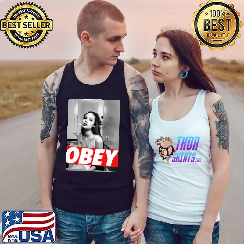 Angelina jolie obey black and white Tank Top