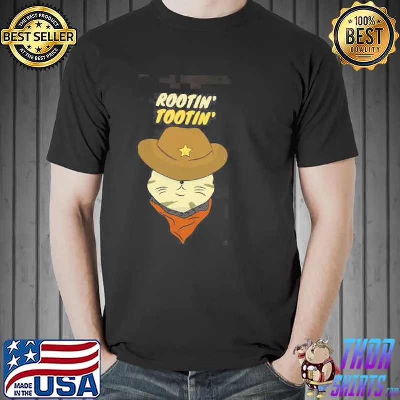 Animated rootin tootin cowboy cat design shirt