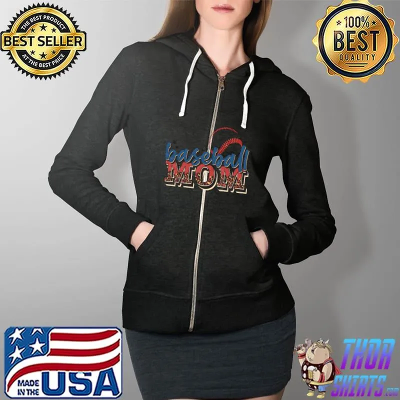 Baseball Mom Vintage Classic T-Shirt Full Zip Hooded