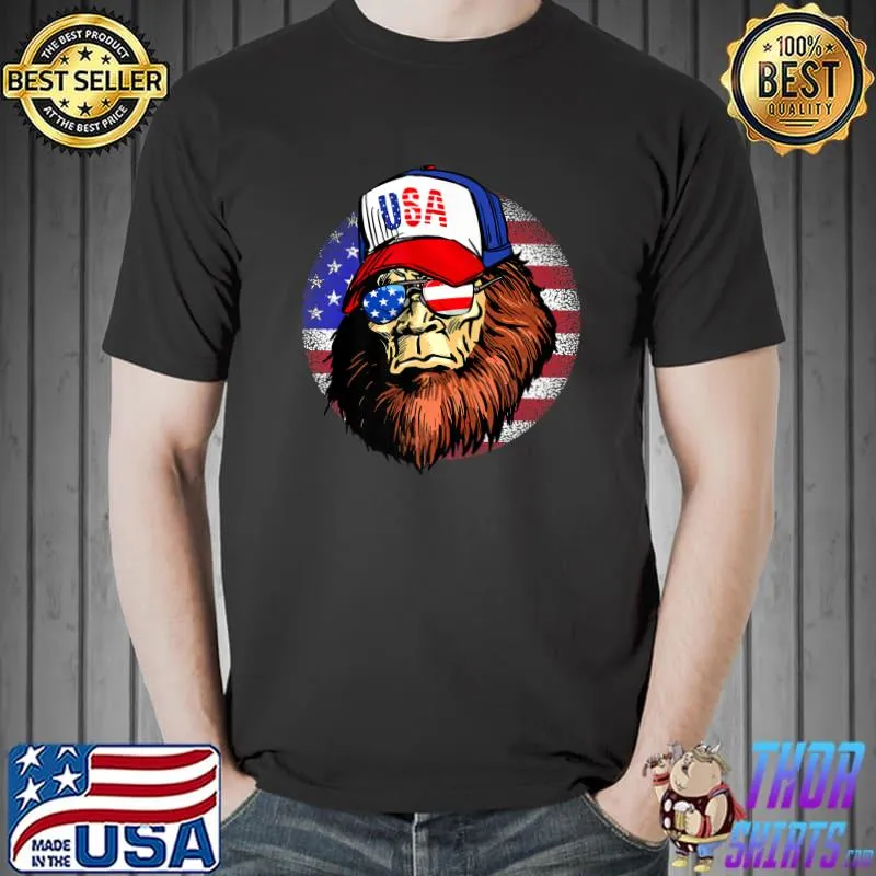 Bigfoot Sunglasses America Flag 4th Of July Independence Day Premium T-Shirt Unisex