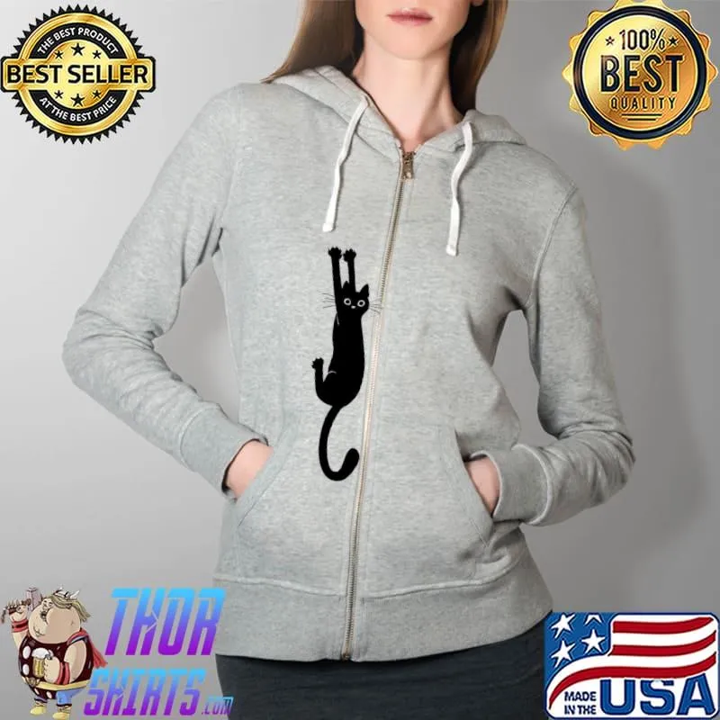 Black cat holding on Full Zip Hooded
