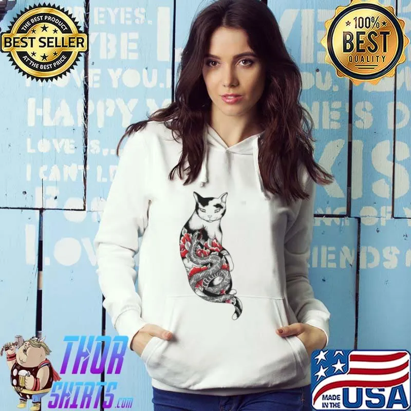 Cat in grey snake tattoo Hoodie