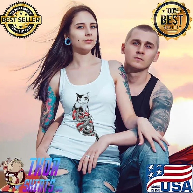 Cat in grey snake tattoo Tank Top