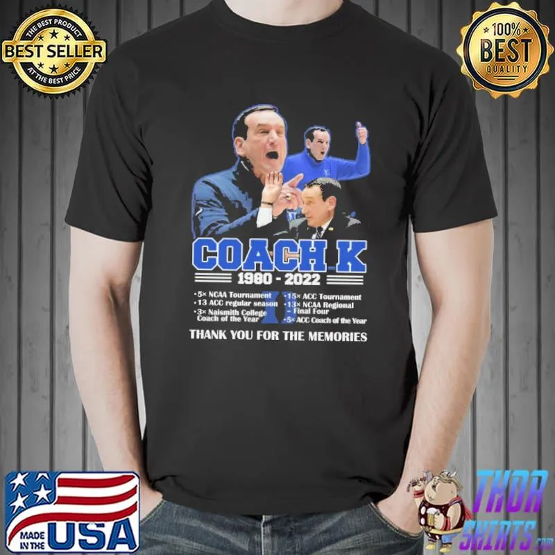 Coach K 1980 2022 Thank You For THe Memories Shirt Unisex