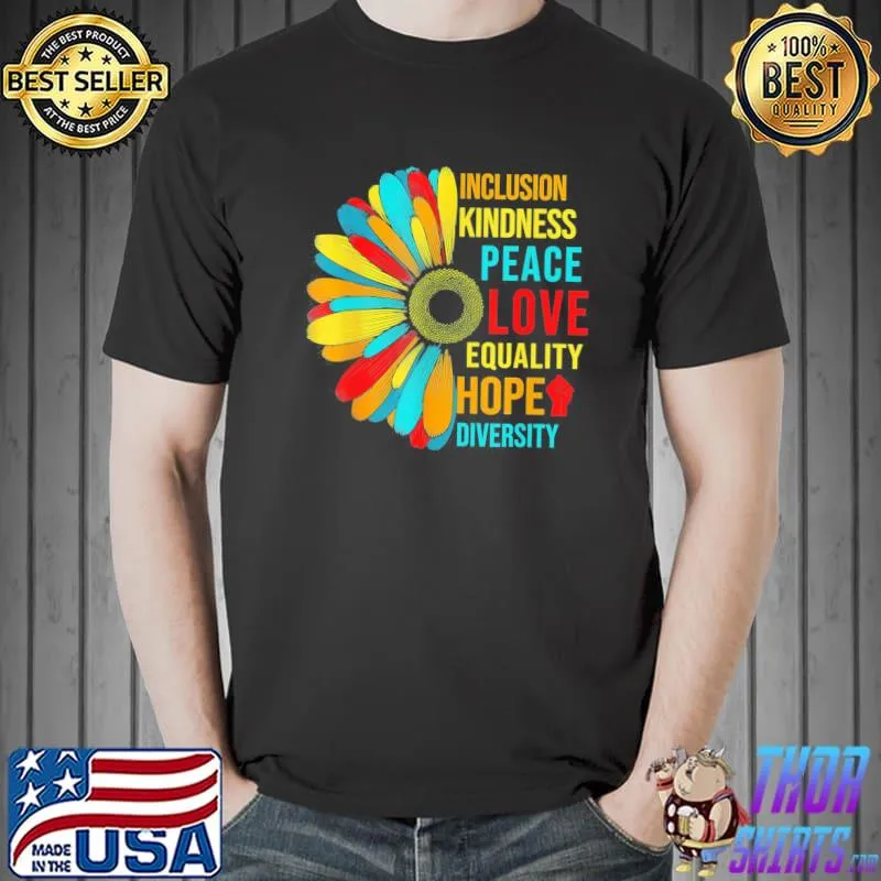 Daisy peace love equality diversity human rights LGBT pride shirt