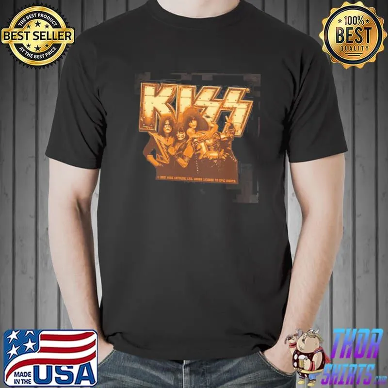 Destroyer gold statue kiss band design shirt
