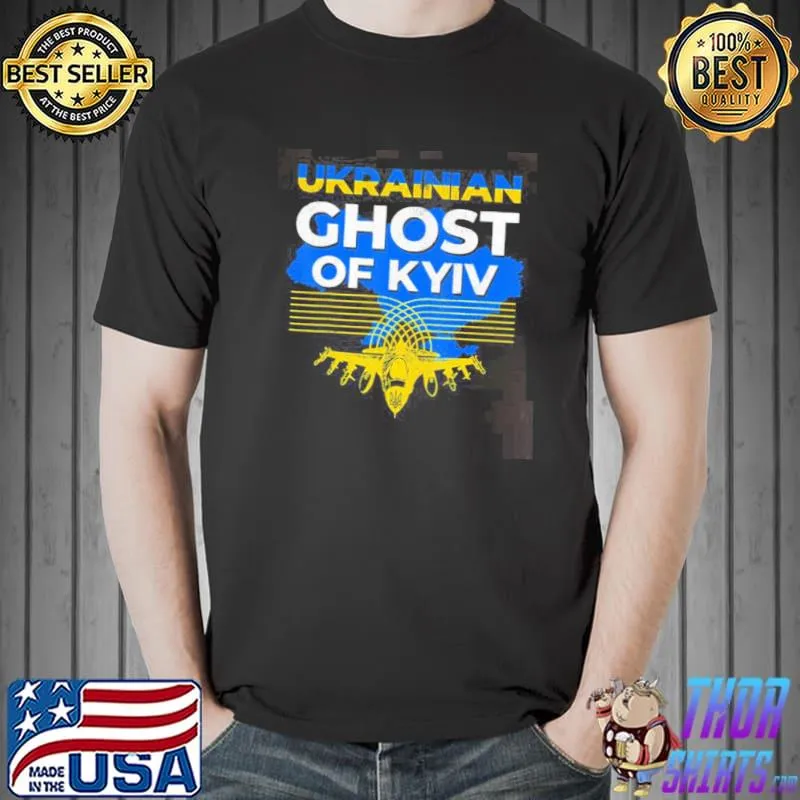 Fighter of ghost kyiv ukrainian jet hero design shirt