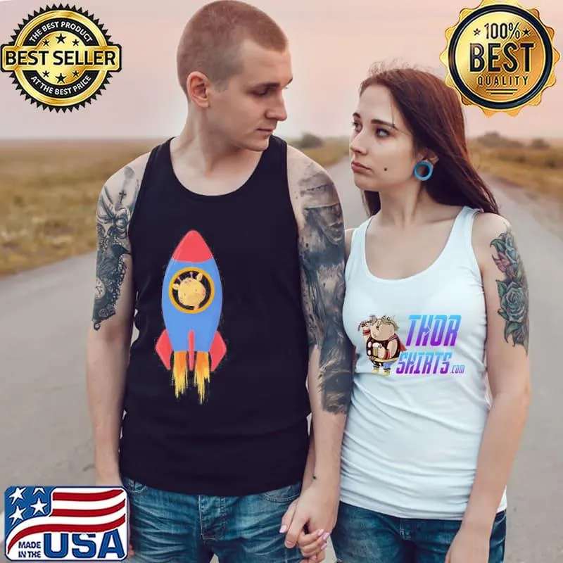 Giraffe in a space ship astronaut animals s Tank Top