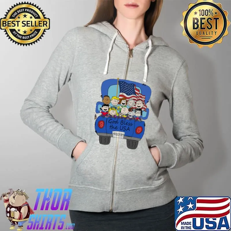God bless the USA freedom peanut snoopy america flag Full Zip Hooded