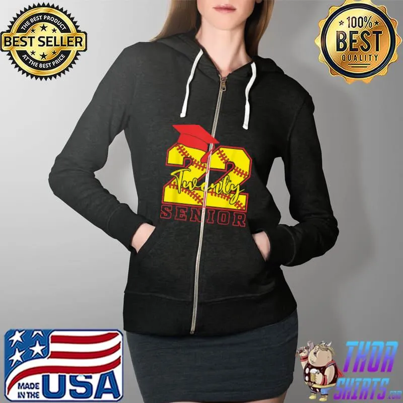 Graduation Senior Class 2022 Graduate Softball Player T-Shirt Full Zip Hooded