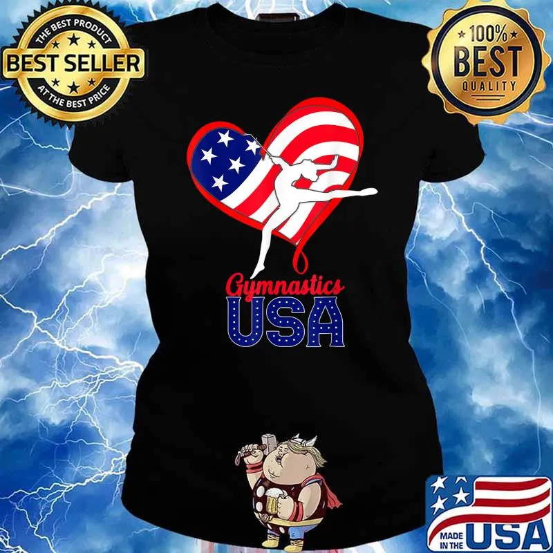 Gymnastics USA Support the Team US Flag 4th of July T-Shirt Ladies tee