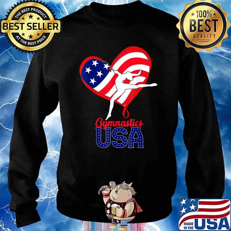 Gymnastics USA Support the Team US Flag 4th of July T-Shirt Sweater
