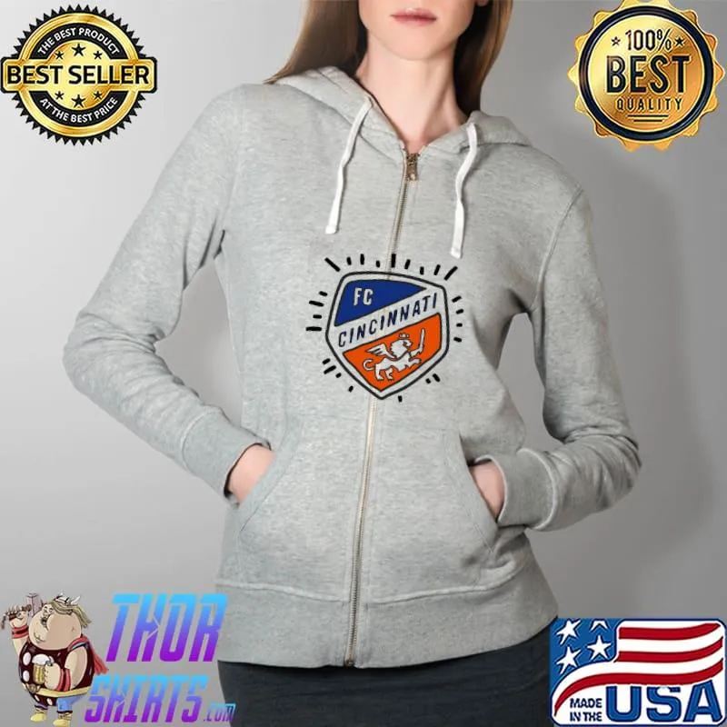 Hand Drawn FC Cincinnati Shield Shirt Full Zip Hooded