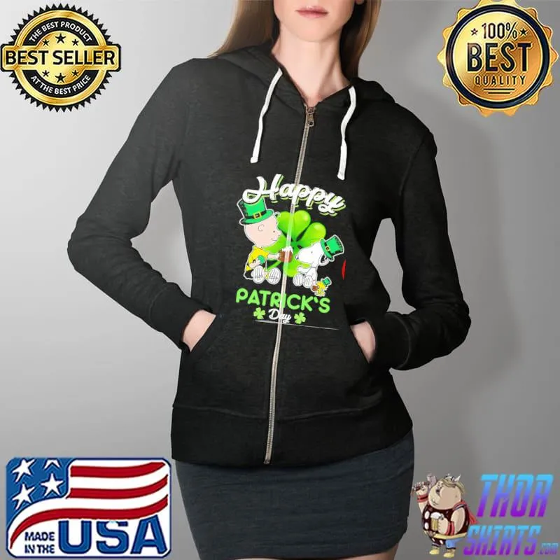 Happy St. Patrick's Day Snoopy And Charlie Shirt Full Zip Hooded