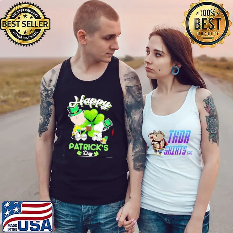 Happy St. Patrick's Day Snoopy And Charlie Shirt Tank Top