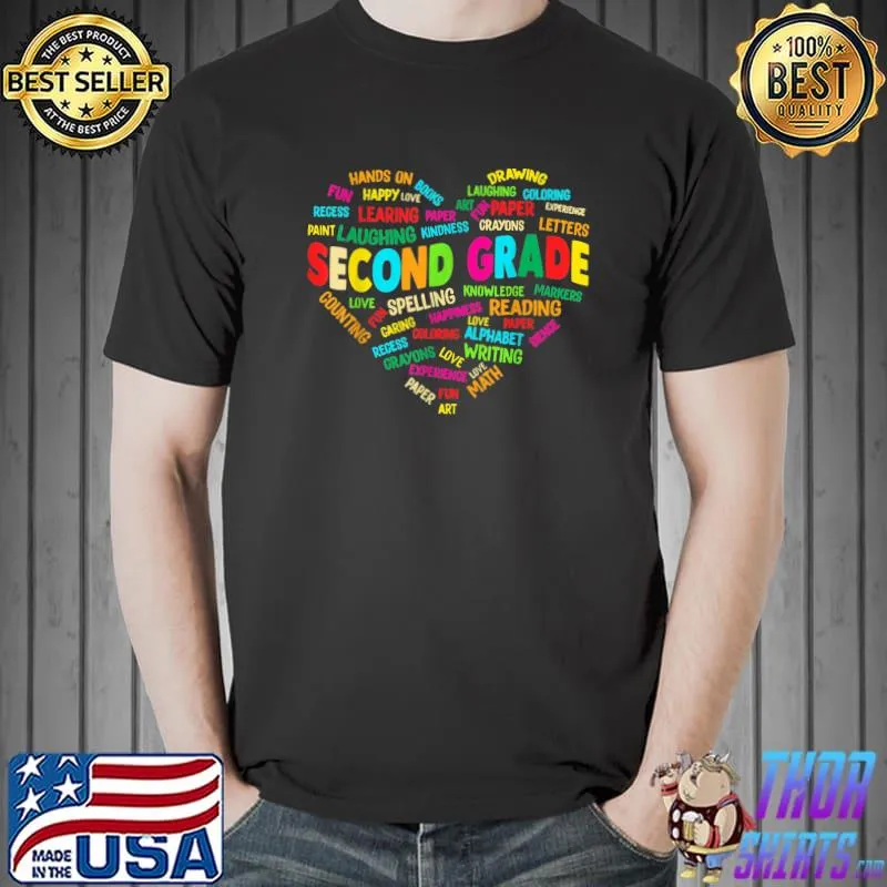 Heart Tee Second Grade Team Teacher Student Back To School T-Shirt Unisex