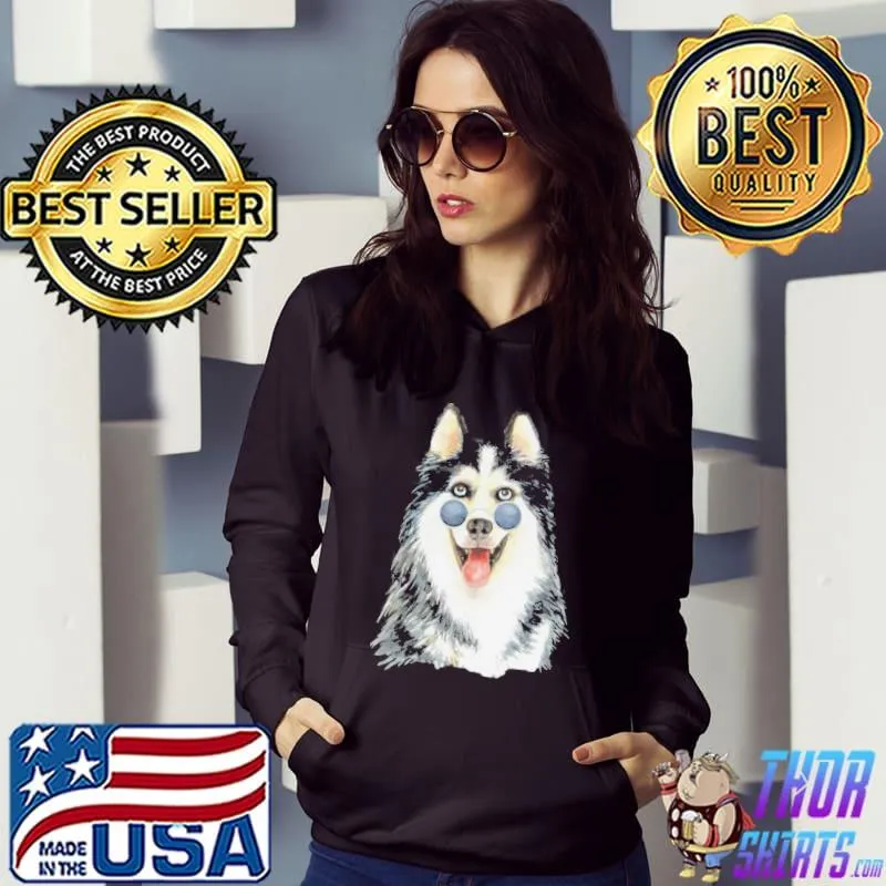 Husky dog wearing sunglasses Husky watercolor s Hoodie