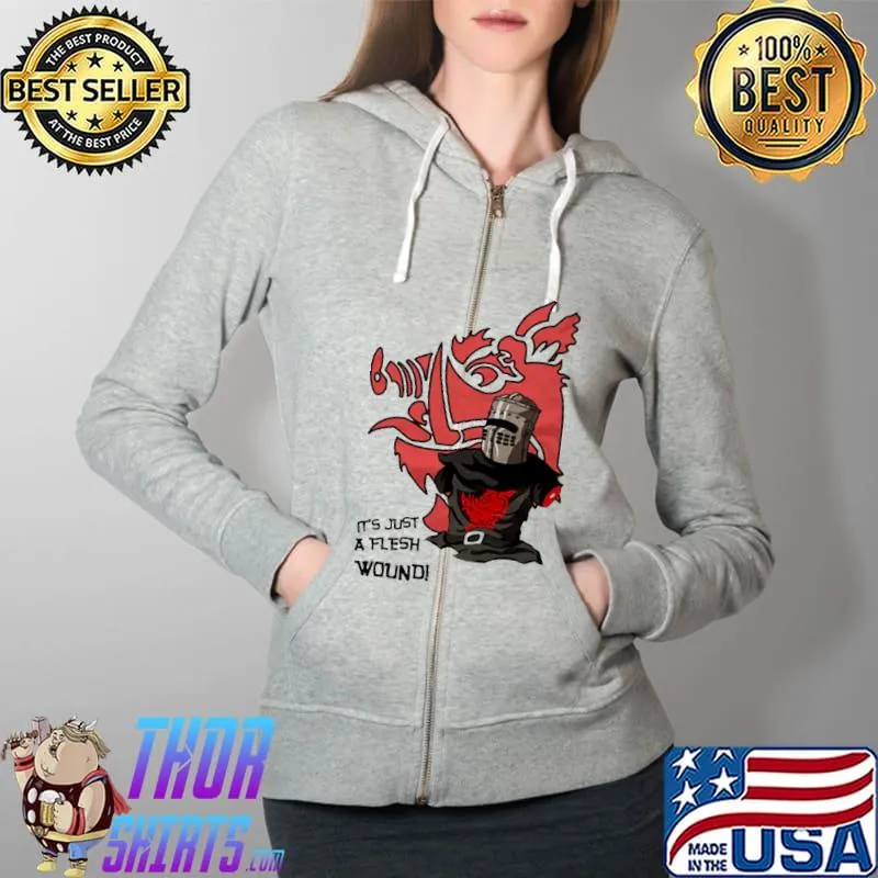 It's Just A Flesh Wound Black Knight Shirt Full Zip Hooded