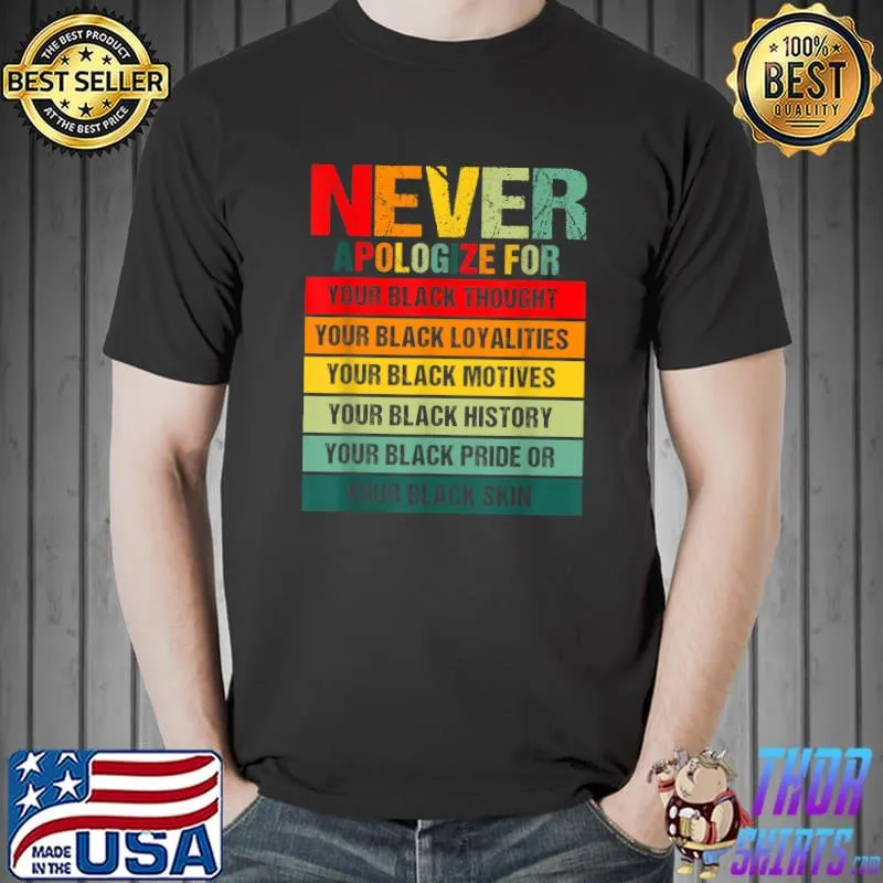 Juneteenth Black Pride Never Apologize For Your Blackness T-Shirt Unisex