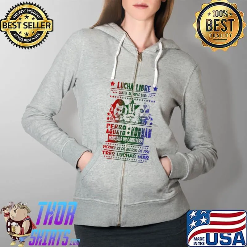 Lucha libre Konnan VS Perro Aguayo Mascara Cabellera Shirt Full Zip Hooded