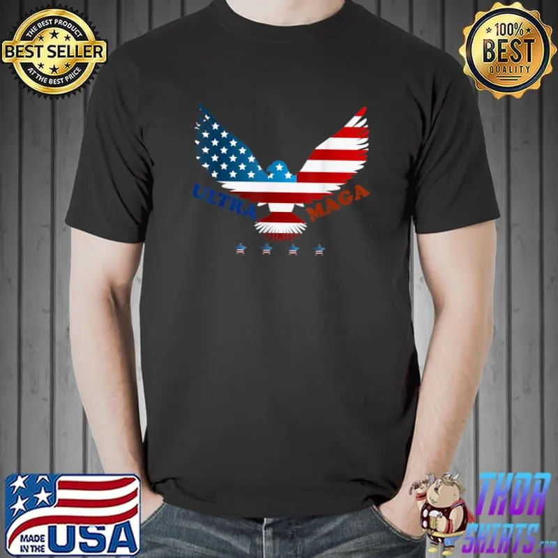 Mens Ultra Mega Eagle 2022 Vintage American Flag Ultra-Maga Retro T-Shirt Unisex