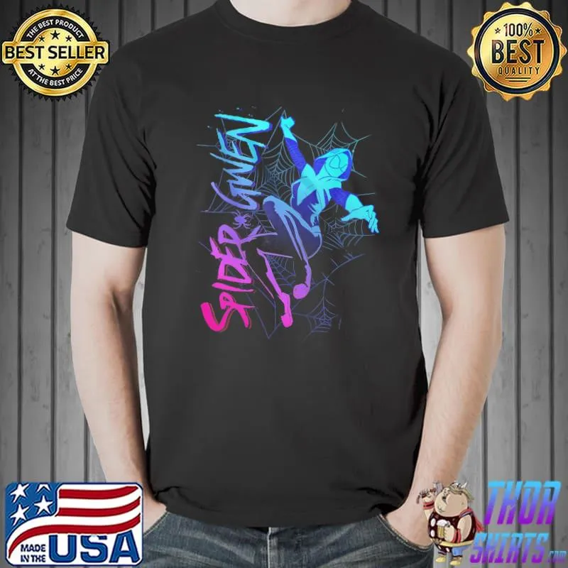 Neon gradient web Marvel spidergwen shirt
