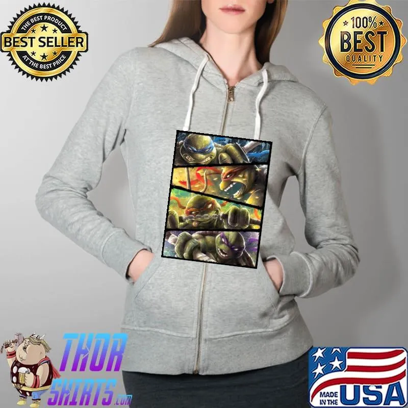 Ninja Turtle Fighter Shirt Full Zip Hooded