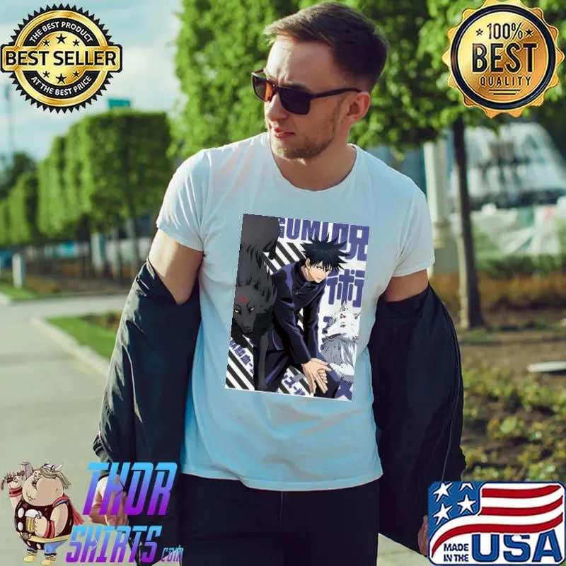 Purple background jujutsu kaisen megumI fushiguro shirt