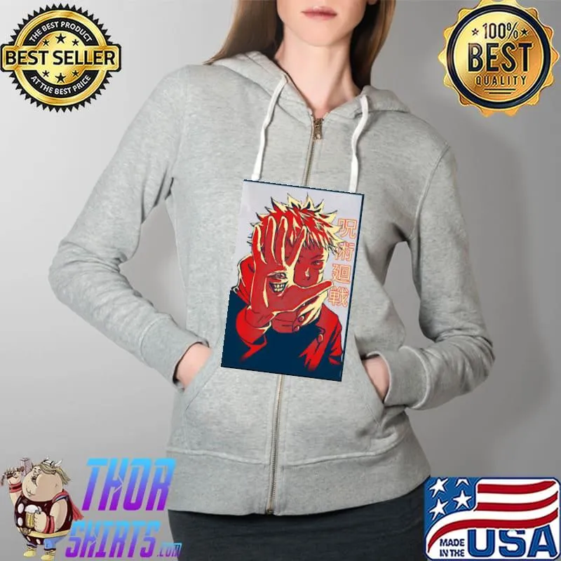 Retro style jujutsu kaisen s Full Zip Hooded