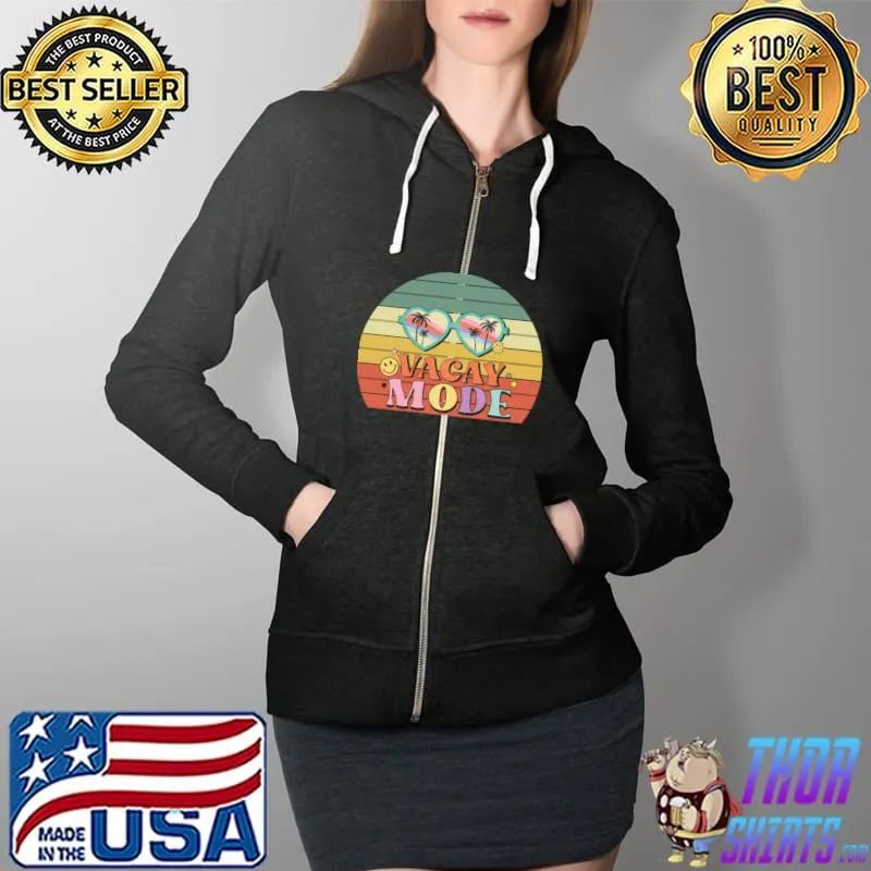 Retro Vintage Summer Vacay Mode T-Shirt Full Zip Hooded