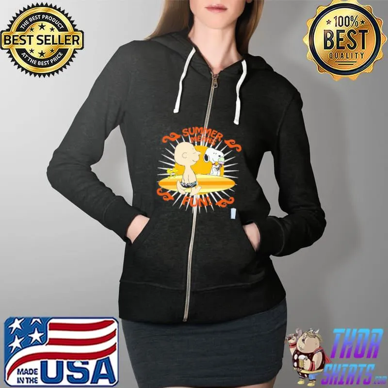Summer means fun charlie brown snoopy woodstock Full Zip Hooded