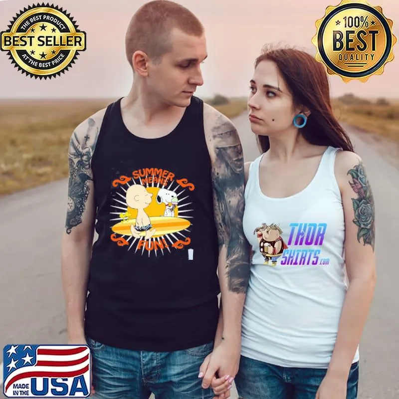 Summer means fun charlie brown snoopy woodstock Tank Top