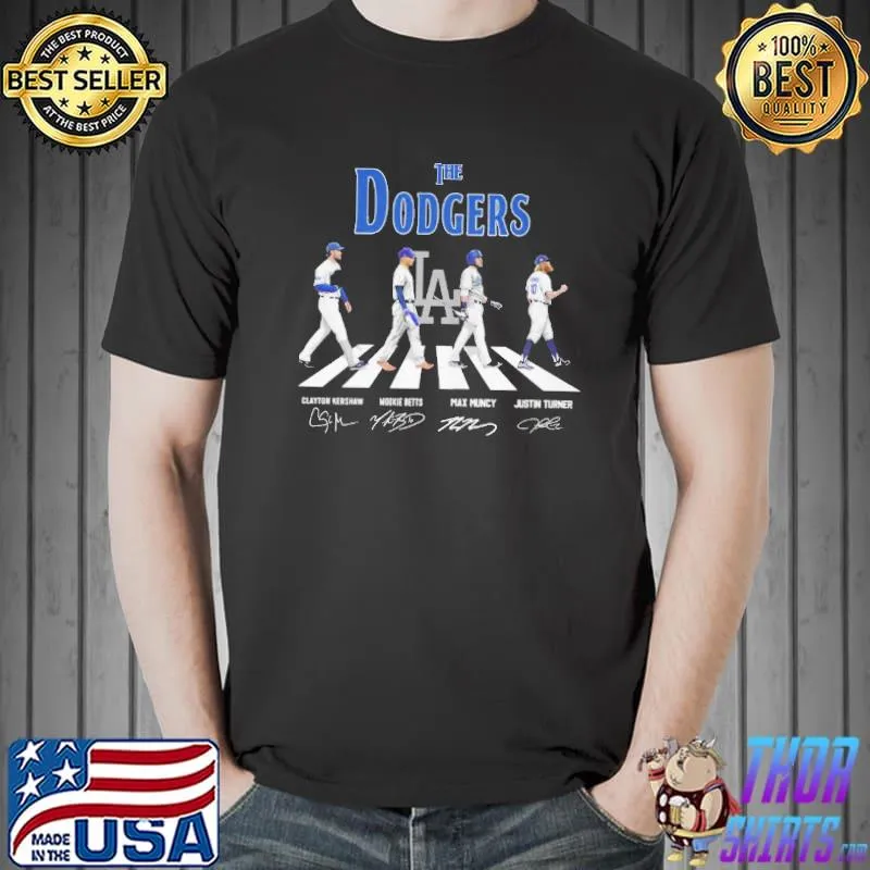 The dodgers member walking signatures shirt