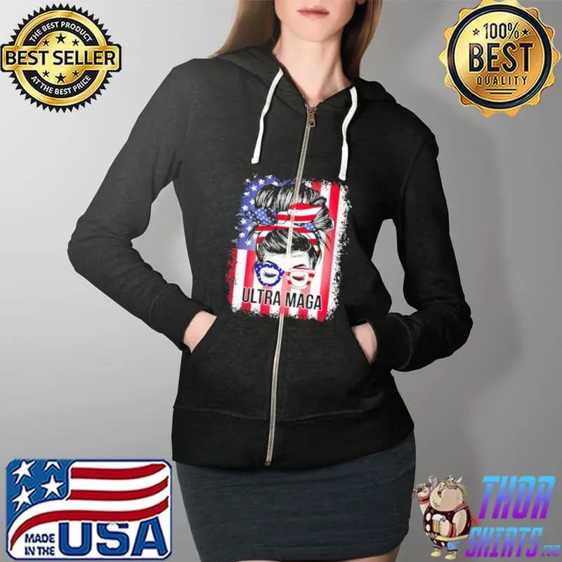 Ultra Maga American Flag Shirt Full Zip Hooded