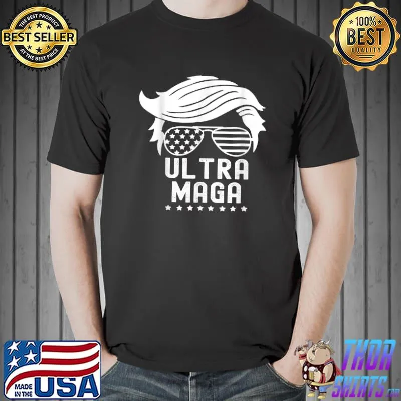 Ultra Maga Donald Trump Joe Biden Republican America Flag T-Shirt