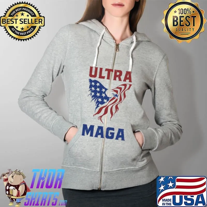 Ultra Maga Eagle America Flag Shirt Full Zip Hooded