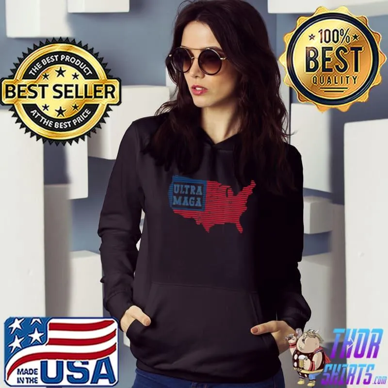 Ultra MAGA Funny Trendy Women Men Retro US Flag T-Shirt Hoodie