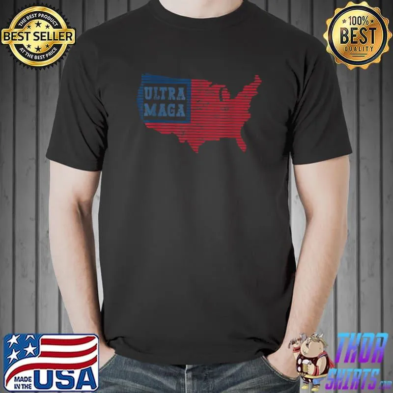 Ultra MAGA Funny Trendy Women Men Retro US Flag T-Shirt Unisex