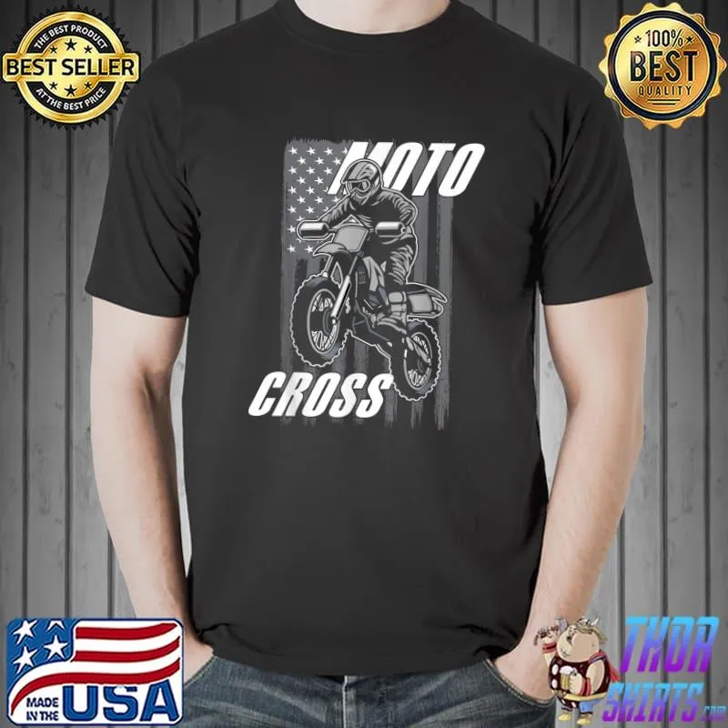 US Flag Dirtbike Motocross MX T-Shirt