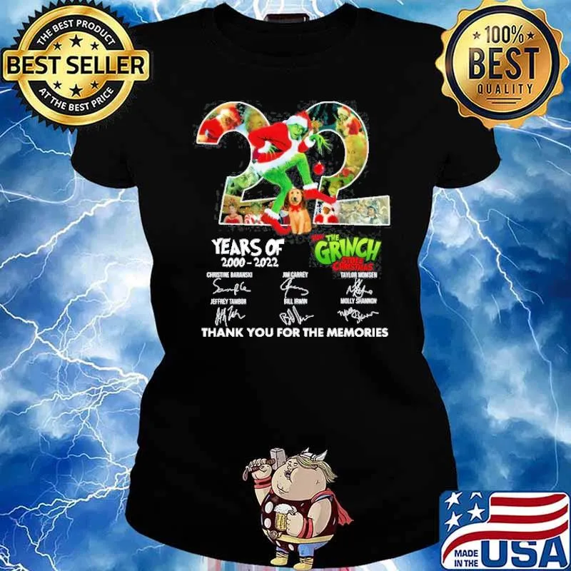 22 how the grinch stole christmas thank for memories signatures s Ladies tee
