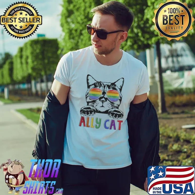 Ally cat rainbow gay pride cute LGBT animal pet lover shirt