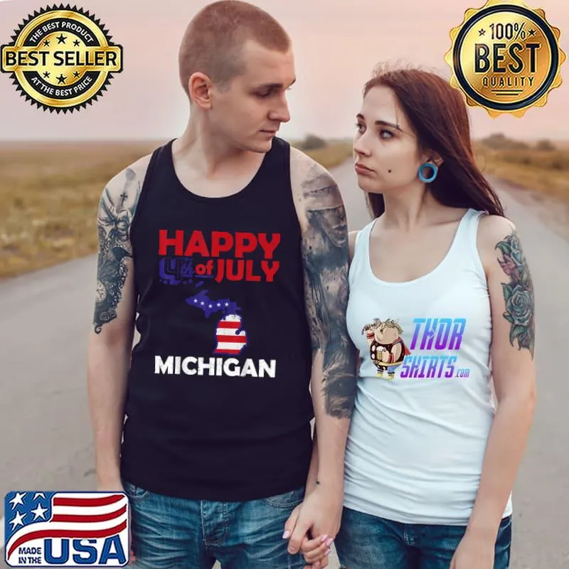 American Independence Day 4th July Veteran Michigan T-Shirt Tank Top