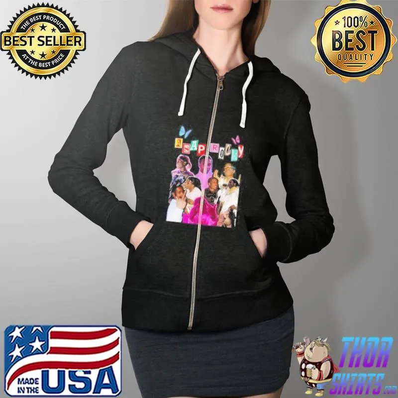 Asap rocky rap black oversized with butterfly graphic s Full Zip Hooded