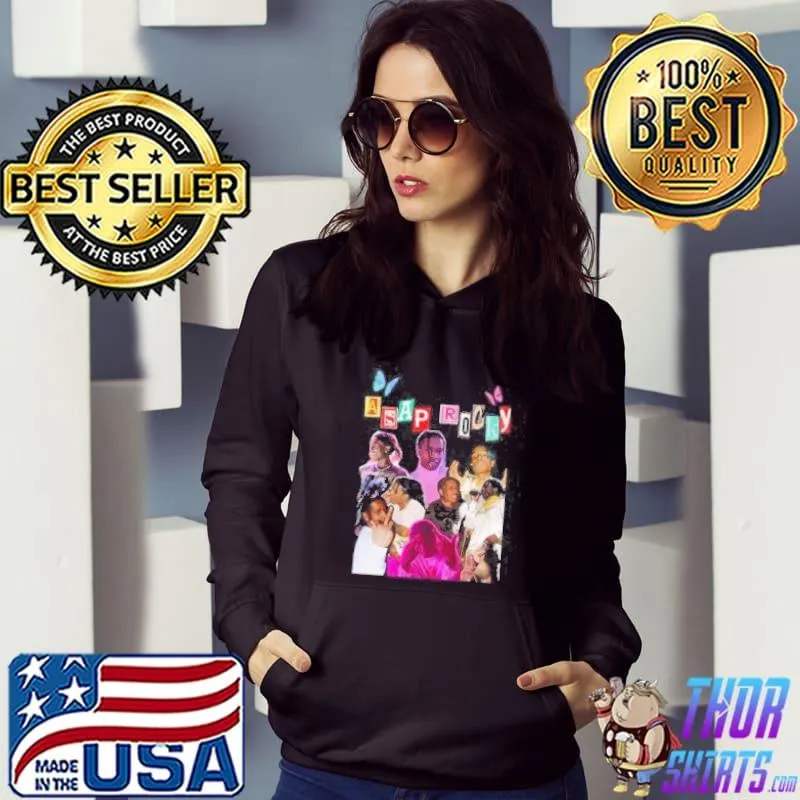 Asap rocky rap black oversized with butterfly graphic s Hoodie